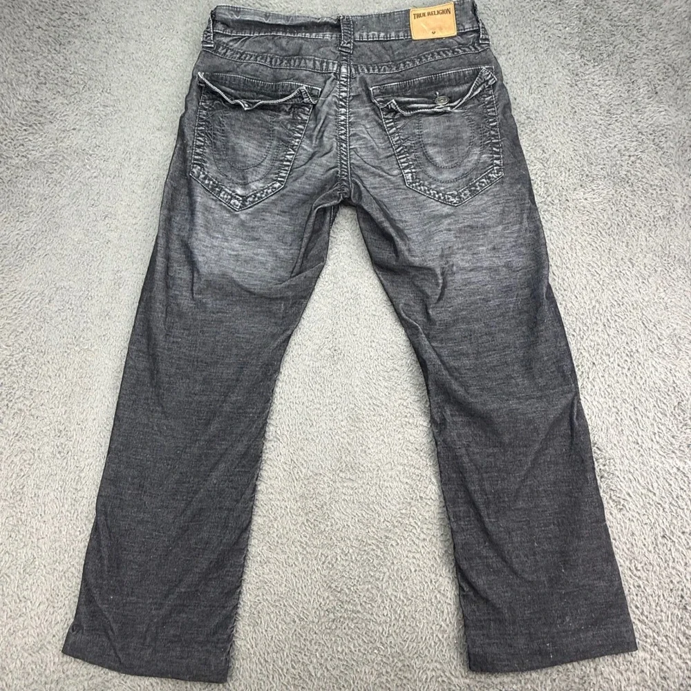 True Religion Ricky Jeans Mens 30 Black Relaxed Straight Flap Pocket Corduroy